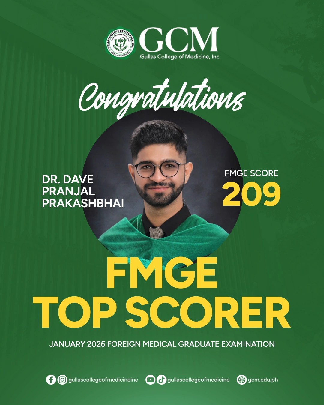 FMGE Top Scorer DR. DAVE PRANJAL PRAKASHBHAI