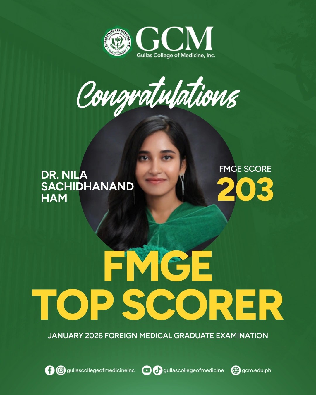 FMGE Top Scorer DR. Nila Sachidhanandham