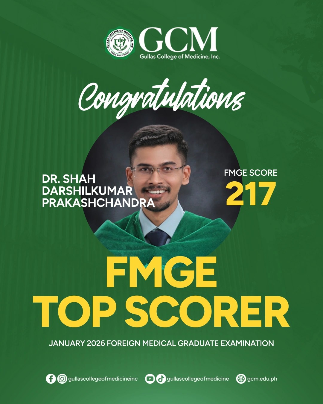 FMGE Top Scorer DR. SHAH DARSHILKUMAR PRAKASHCHANDRA