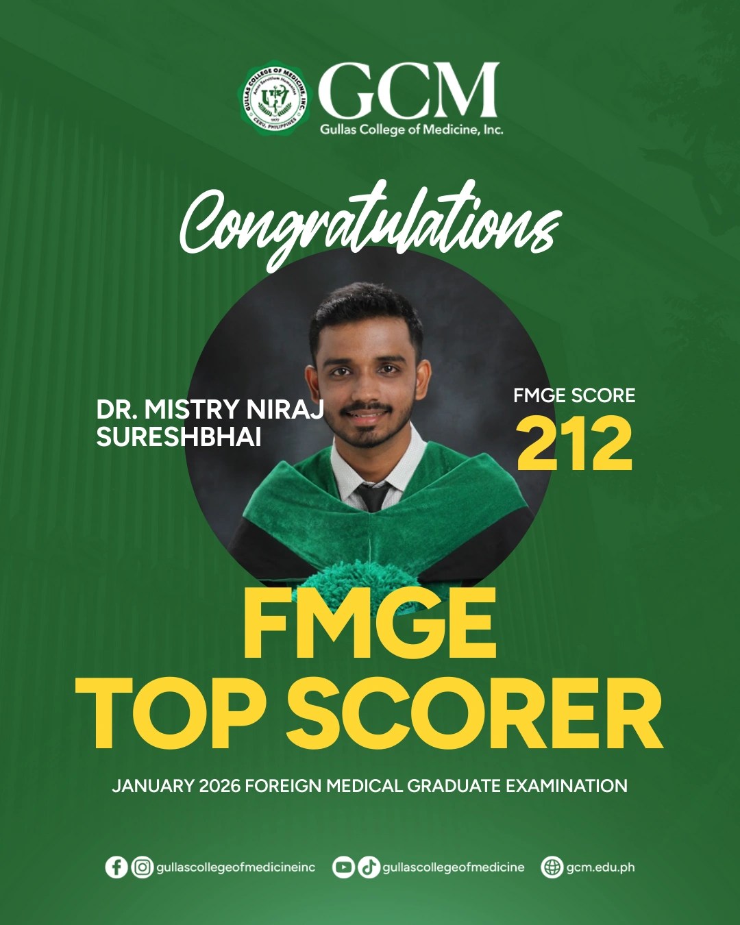 FMGE Top Scorer DR. MISTRY NIRAJ SURESHBHAI