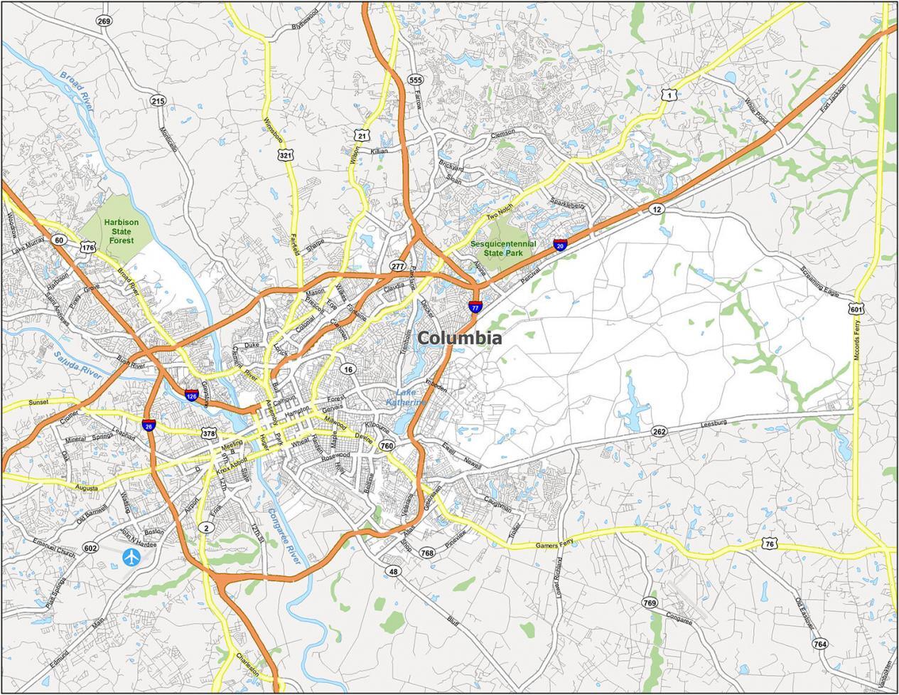 Map Of Downtown Columbia South Carolina