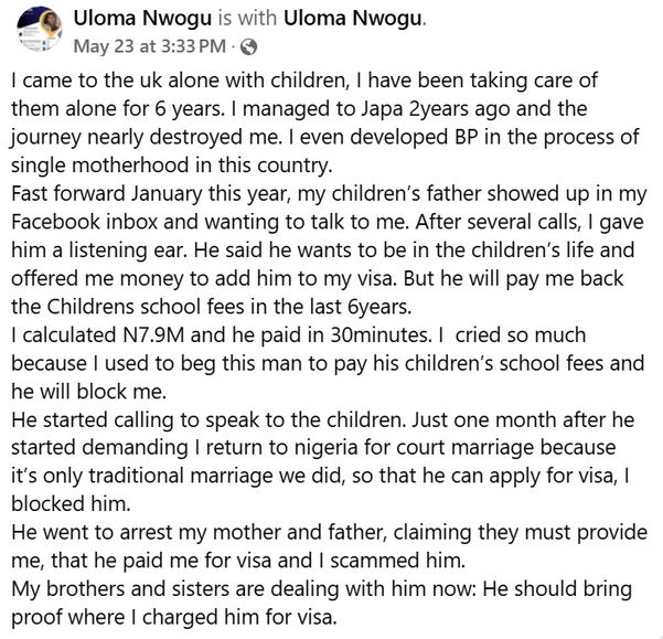 UK Visa: Man offers ex-wife N7.5m after abandoning children for six years