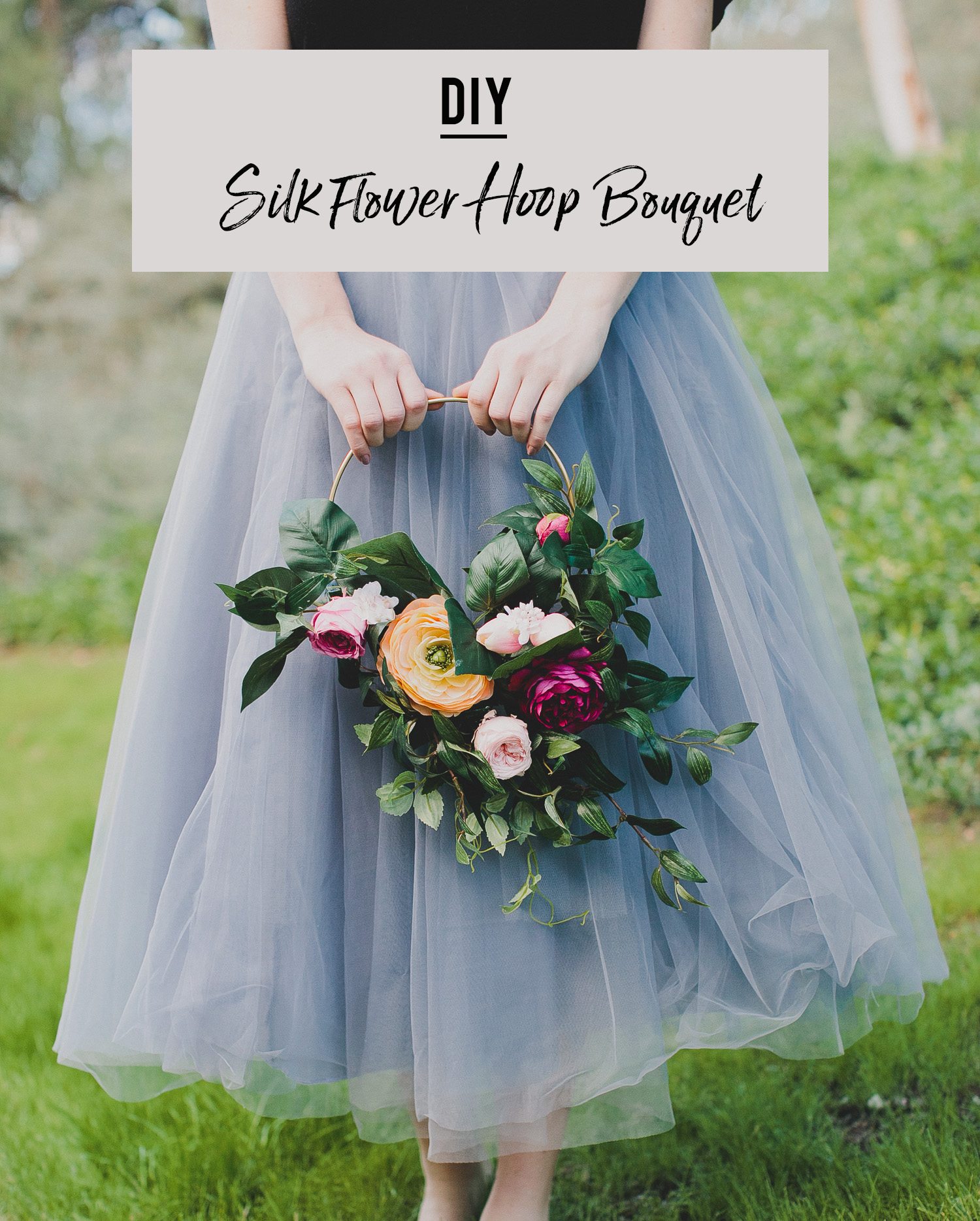 How To Diy A Silk Flower Hoop Bouquet Green Wedding Shoes