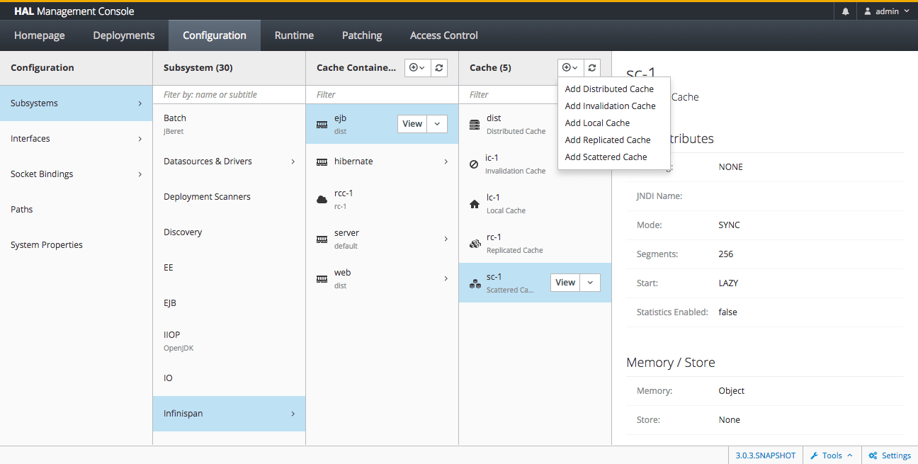 New Infinispan Resources | HAL Management Console