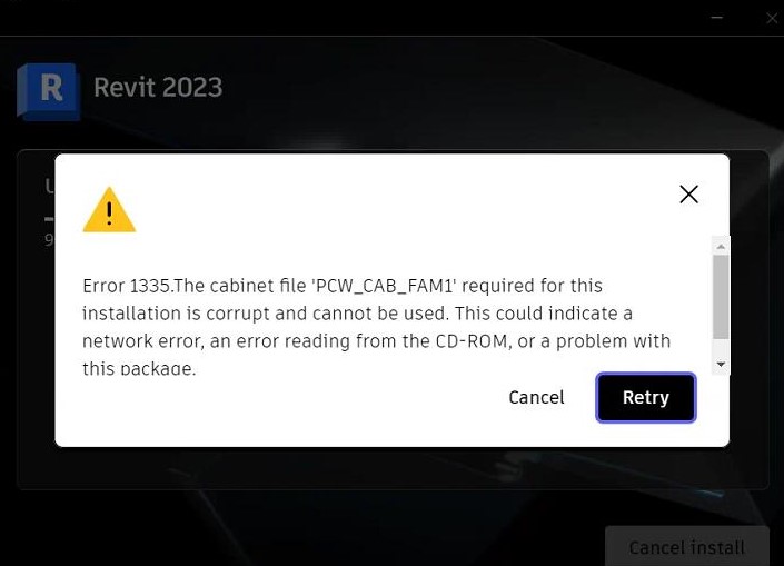 Error 1335 The Cabinet File Pcw Cab Fam1 Required For This