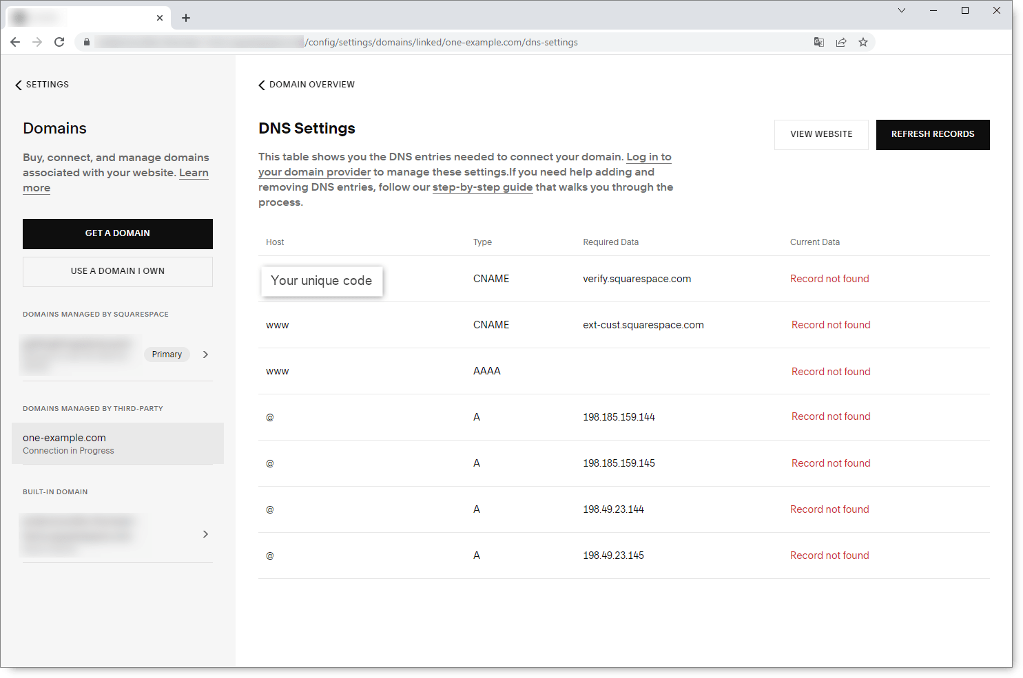 squarespace nameserver