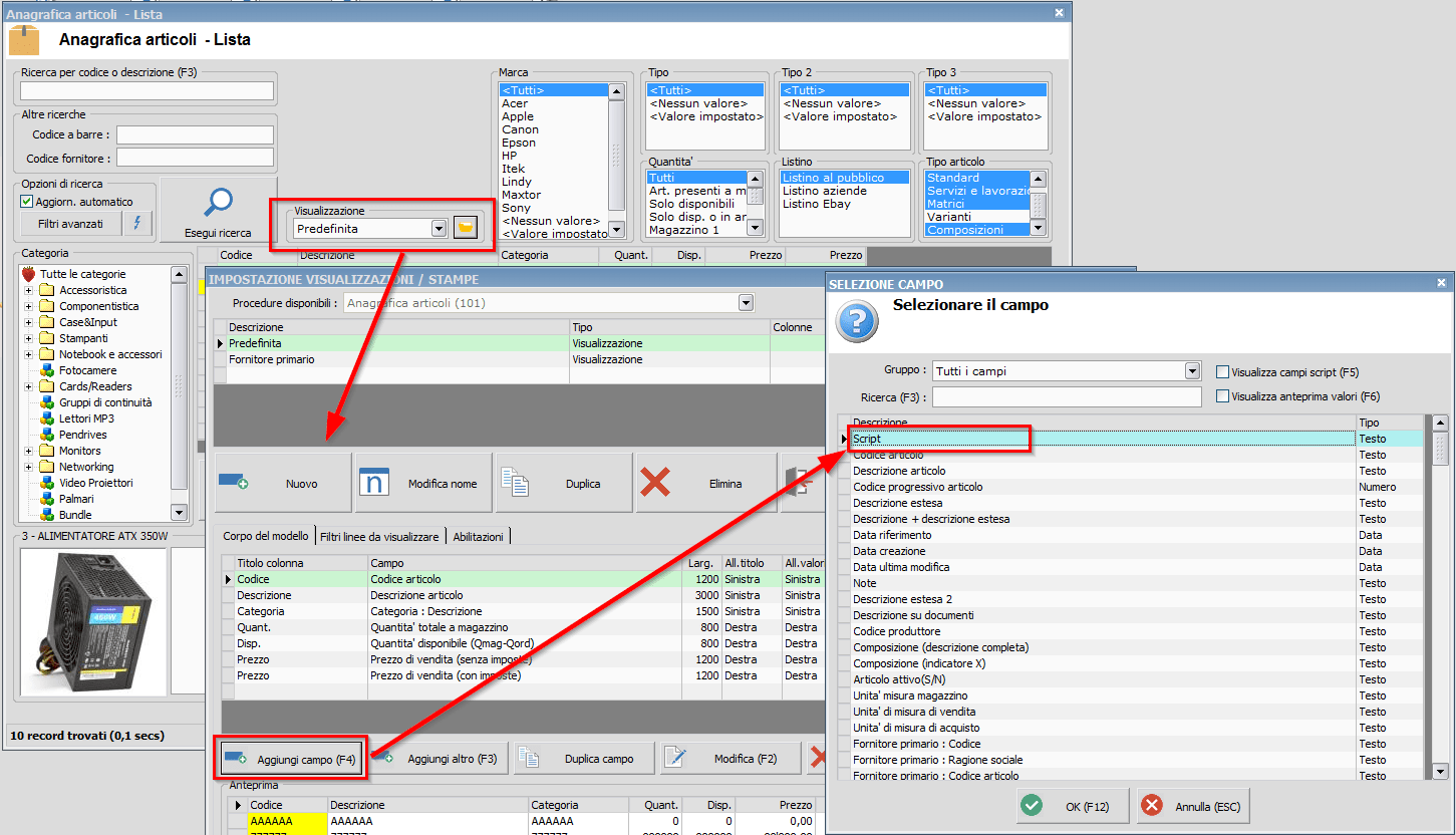 Inserire Un Campo Script Su Una Visualizzazione - Ready Pro - Manuale Utente