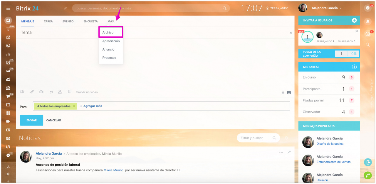 Enviar Archivos Desde El Flujo De Noticias