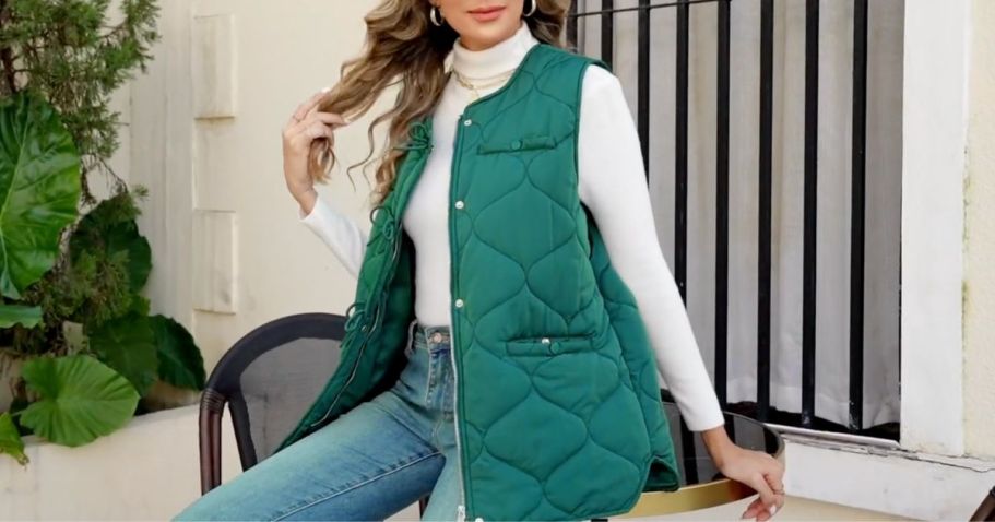 Women’s Quilted Puffer Vest Just  on Amazon (4 Color Options)