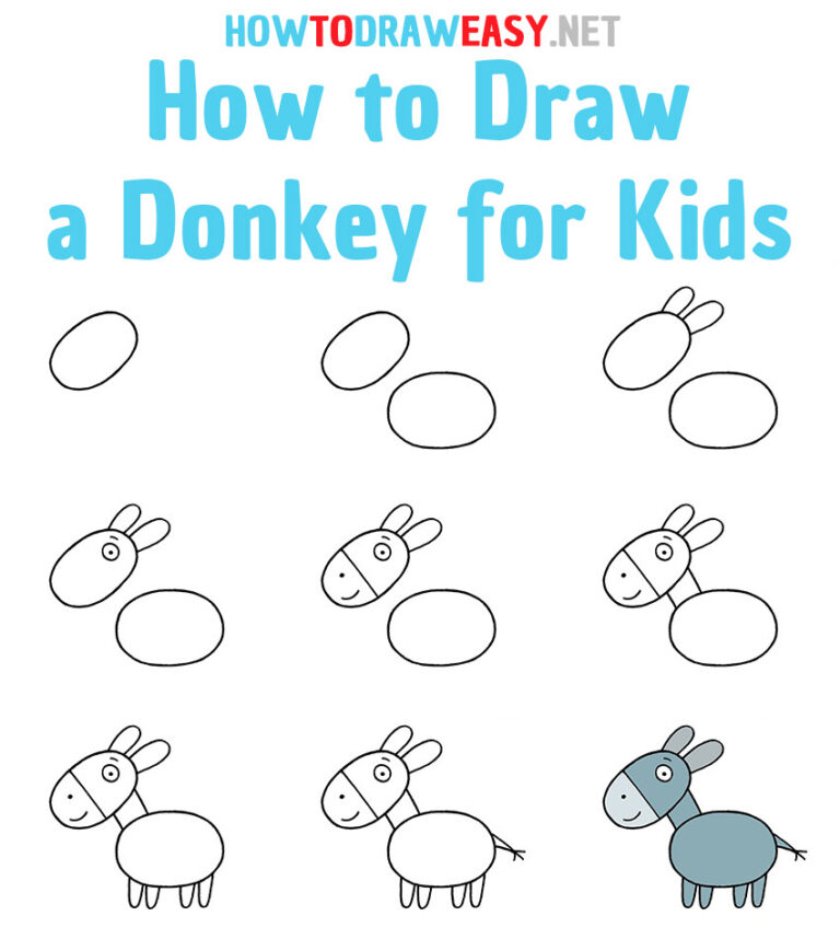 Top 32+ Background Images how to draw a donkey step by step Completed