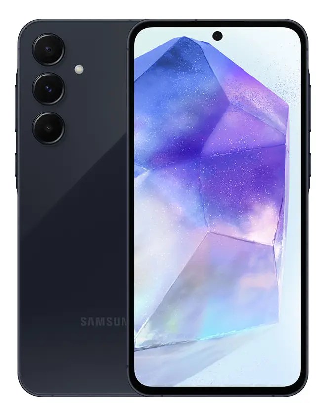 Smartphone Samsung Galaxy A55 5G 256GB 8GB RAM Dual-SIM( Nano-SIM ,E-SIM) Câmeras Traseira 50.0 MP + 12.0 MP + 5.0 MP Selfie 32.0 MP Tela 6.6″Azul Escuro