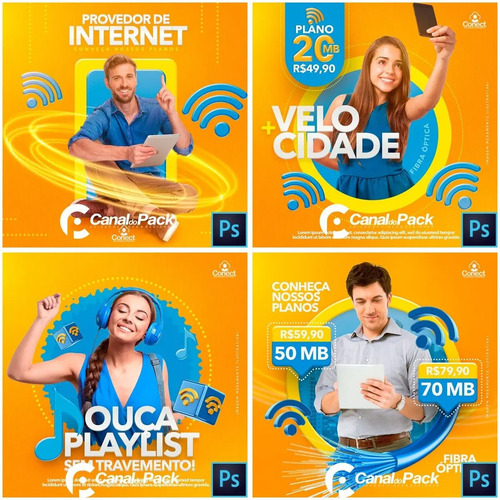 Pack 10 Artes Provedor De Internet Editaveis Photoshop Parcelamento Sem Juros