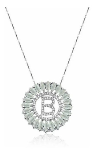 Colar Letra B D E F K L V Cristais Swarovski Com Caixa Parcelamento Sem Juros