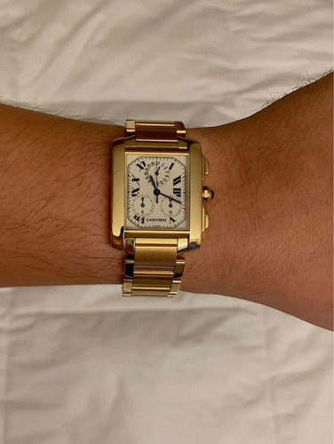 Cartier Tank Francaise Todo De Ouro Xl Chrono Na Caixa Mercadolivre