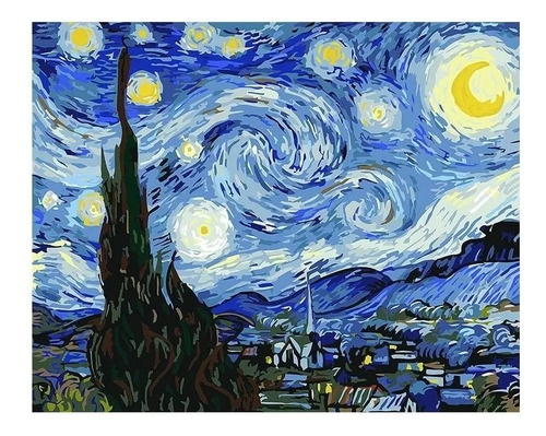 Pintura Por Numeros Van Gogh La Noche Estrellada Kit Cuotas Sin Interes