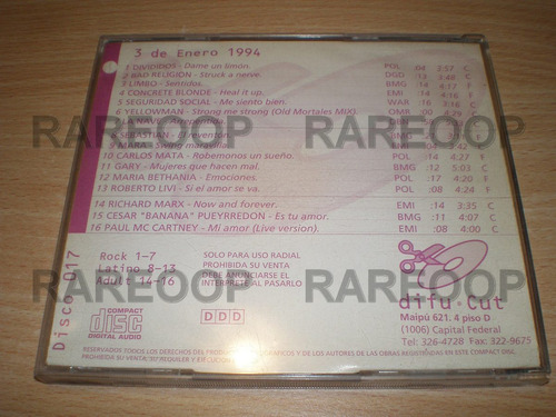 Difu Cut 17 Divididos Limbo Mccartney Bad Religion D2 Mercado Libre