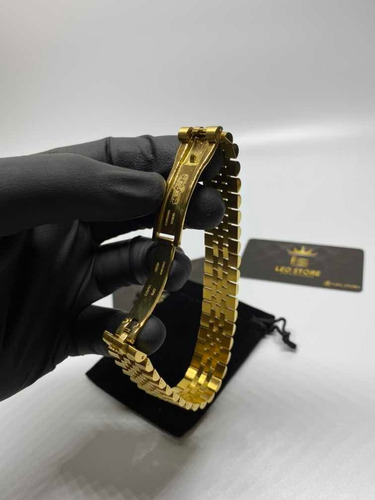Pulseira Rolex Aco Titanium Banhado A Ouro 18k C Garantia Parcelamento Sem Juros
