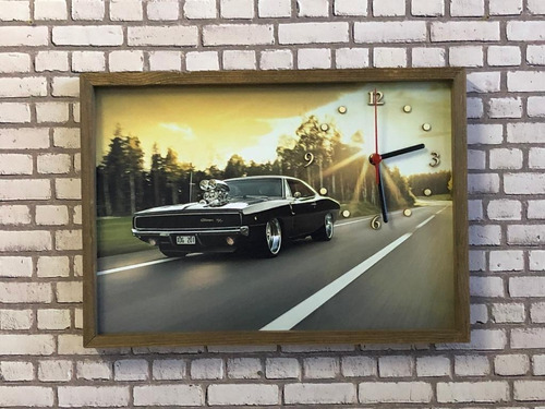 Quadro Relogio Decorativo 44x31 Carro Antigo Dodge Charger Parcelamento Sem Juros