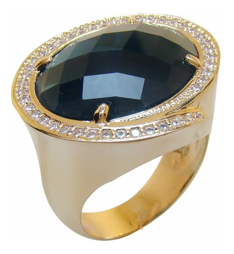 Anel Pedra Azul Feminino Cravejado Swarovski Bruna Semijoia Mercado Livre