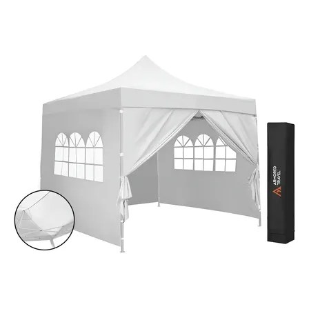 Carpa Toldo Plegable 3 X 3 M Serie Premium+ Paredes + Maleta Blanco