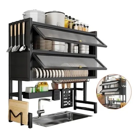 Escurridor De Trastes 2 Niveles Con Puerta Sobre El Fregader Escurridor De Platos