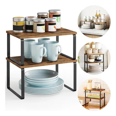 Organizadores De Estante De Gabinete Juego De 2pzs Estantes Marrón Oscuro