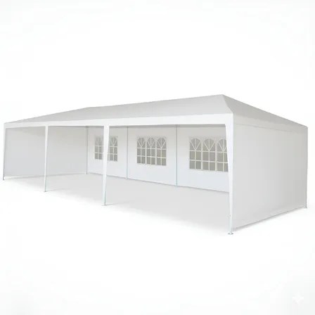Toldo Con Carpa 3×9 M Con Paredes Y Ventanas Laterales Blanco