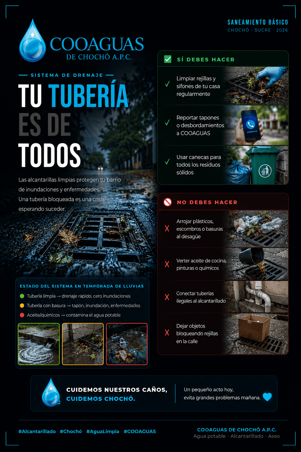 🌧️ ¡Tu tubería es de todos! Prevengamos inundaciones en temporada de lluvias