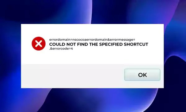 Fixing the macOS Error: errordomain=nscocoaerrordomain&errormessage=could not find the specified shortcut.&errorcode=4