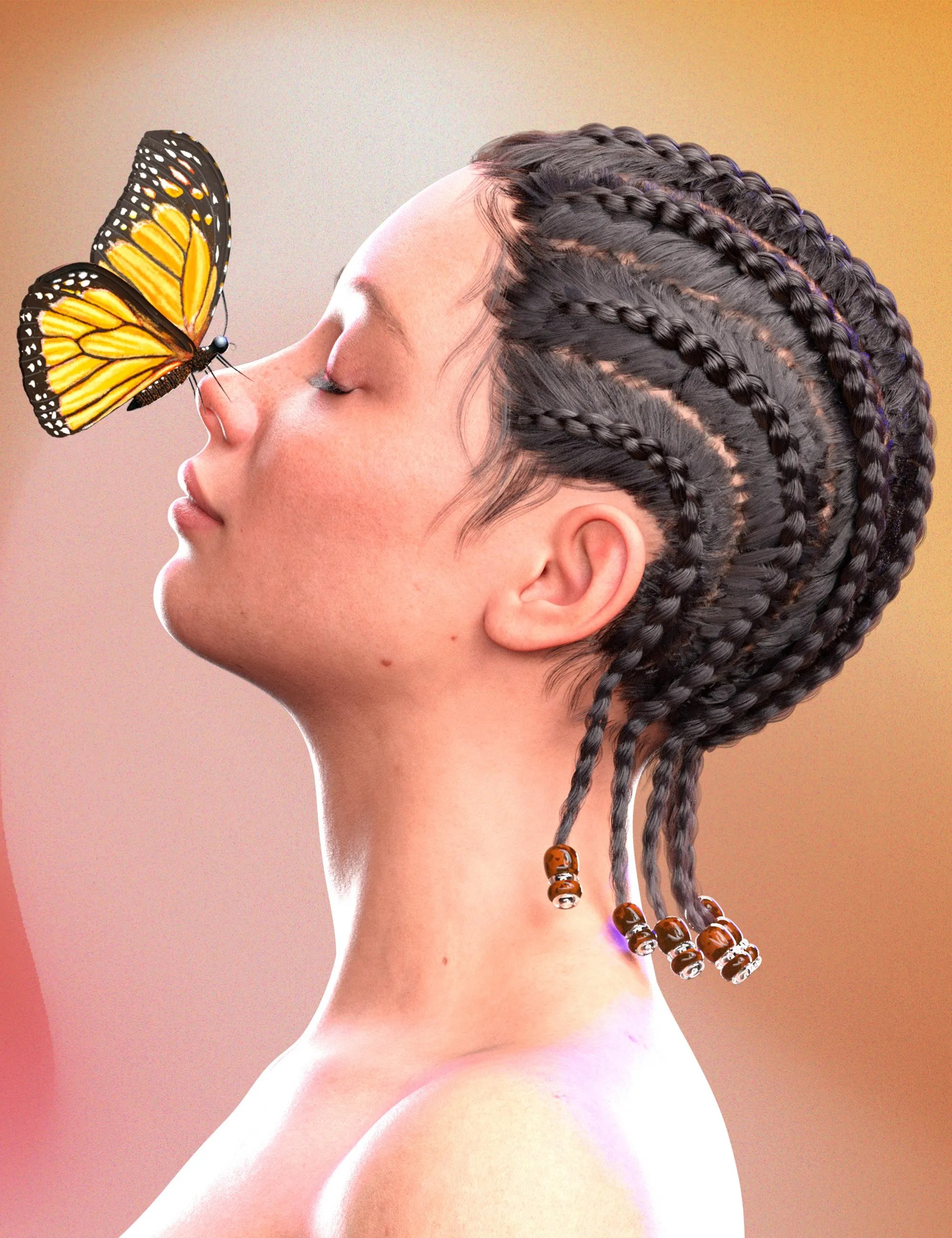 Final Round Rowline Cornrow Hair for Genesis 9, 8.1, and 8 Femalenew 