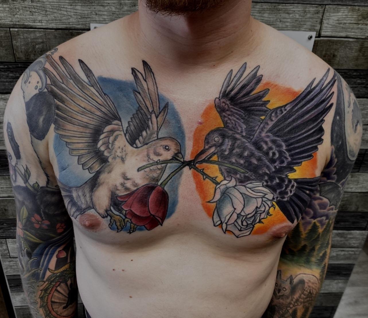 Chest dove tattoos