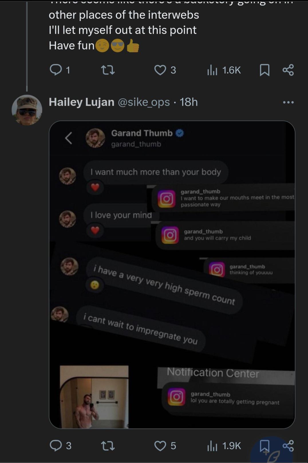 Repost from Dixie on insta, sums it up pretty well : rGarandThumb Hailey lujan sex