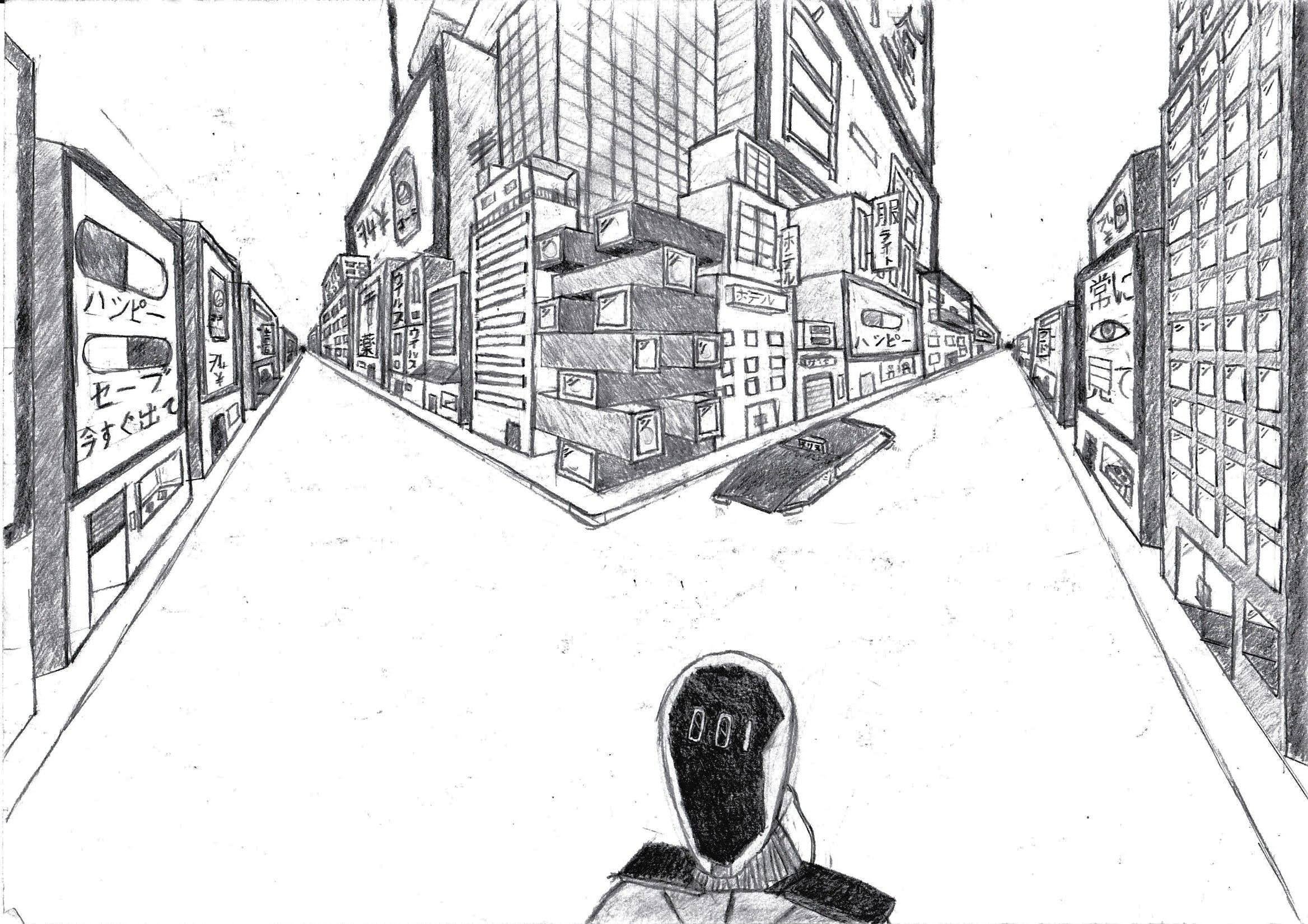 My Attempt At A 2 Point Perspective Drawing R Drawing