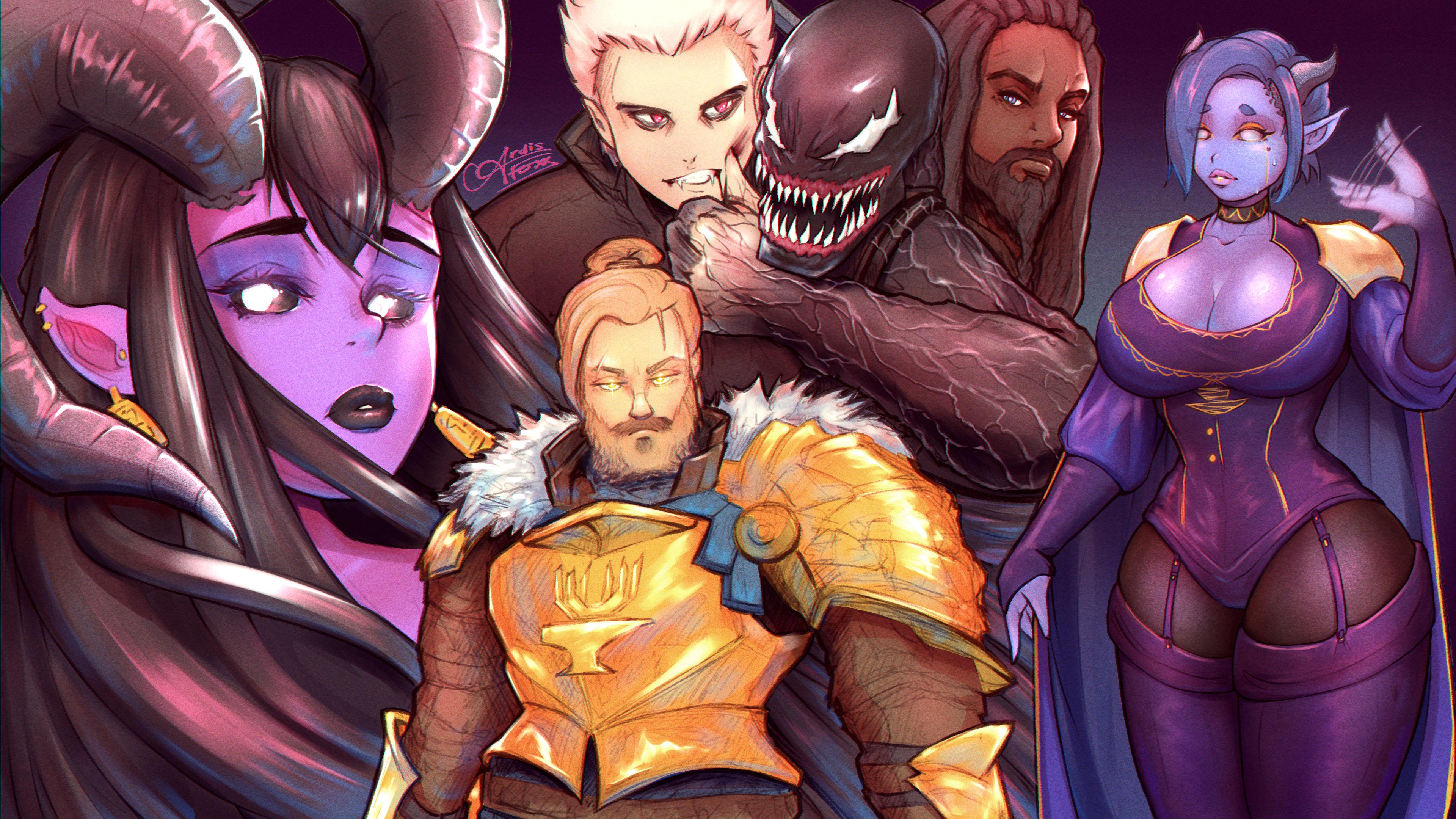 OC][Comm] I painted my party, the Nobodies! Theyve fought alongside  Drider-man, sent Diablo back to hell, and now theyre ready to save  Drakkenheim! : rDnD