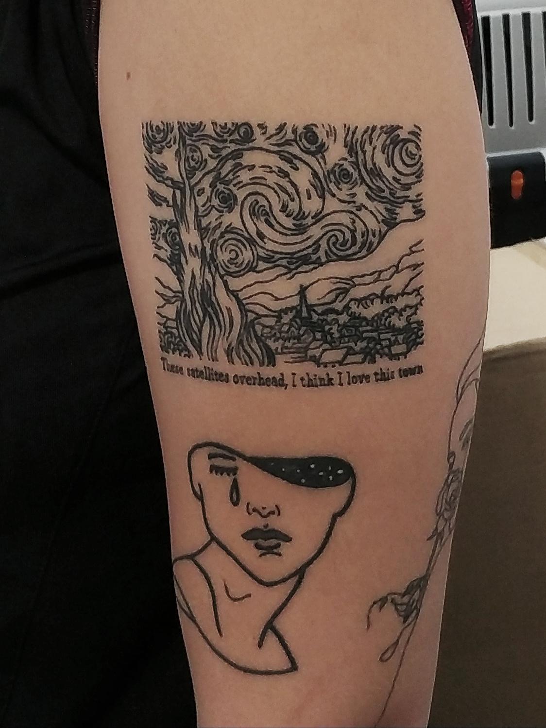 Minimalist van gogh tattoo