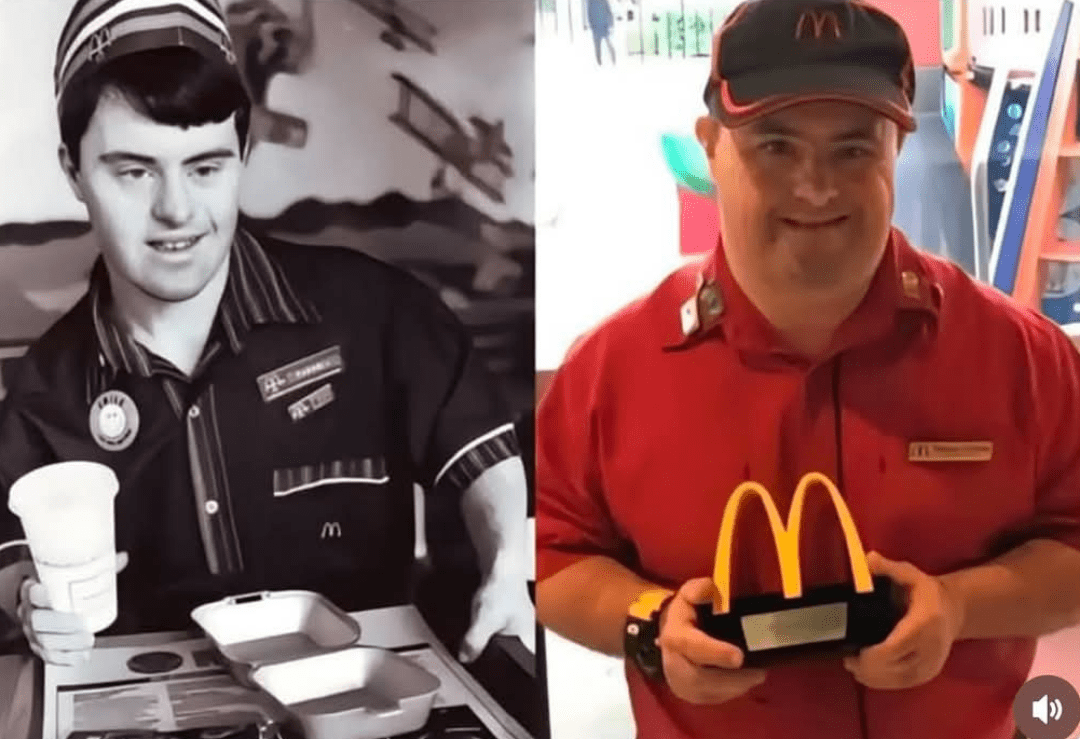 McDonalds employee with down syndrome retires after 32 years of serving smiles. : rinterestingasfuck Sindrome de down porno