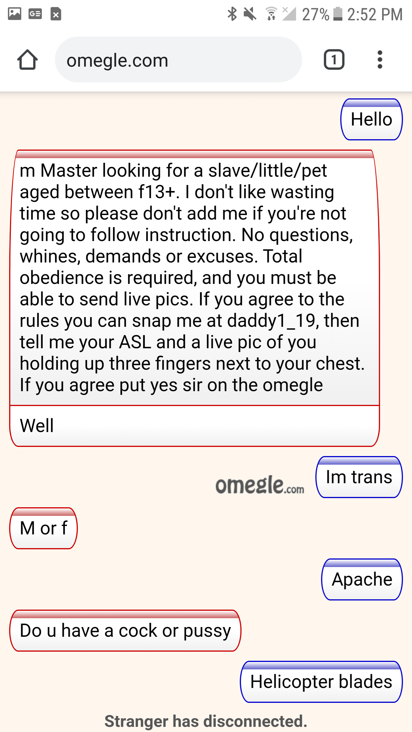 Omegle slave