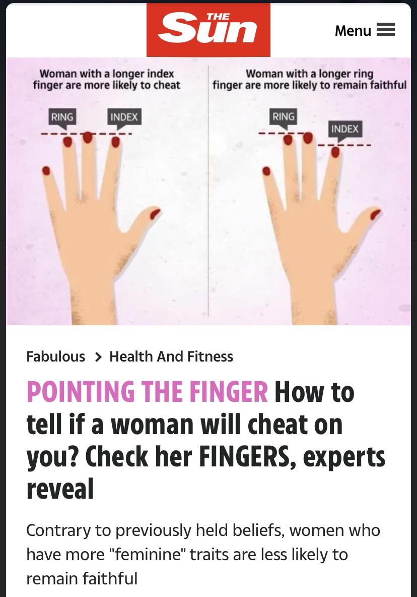 Ring finger and index finger same length