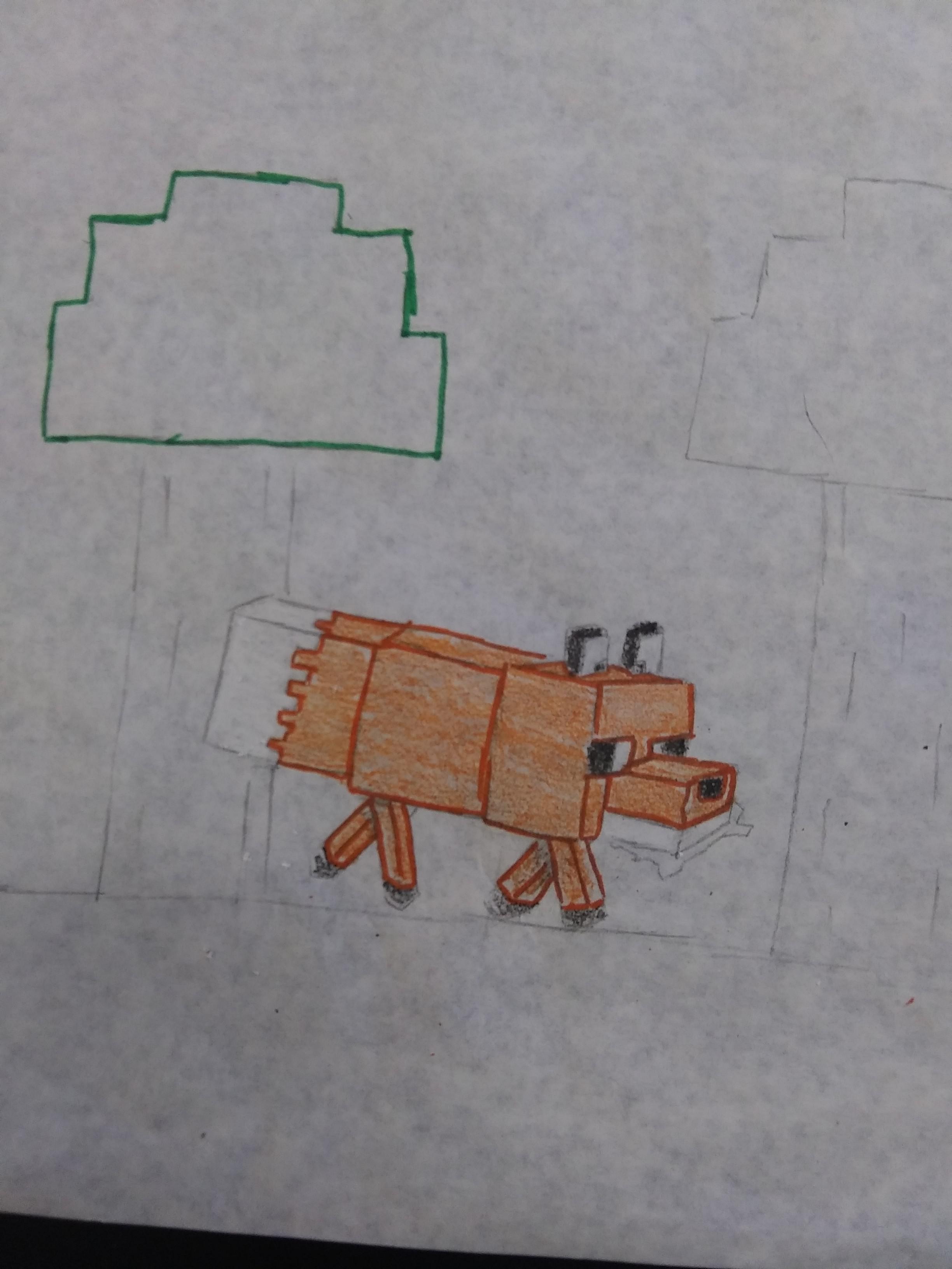 A Minecraft Fox Drawing I Did For My Science Class Project It S Supposed To Be About Forces Using Free Body Diagrams Minecraft