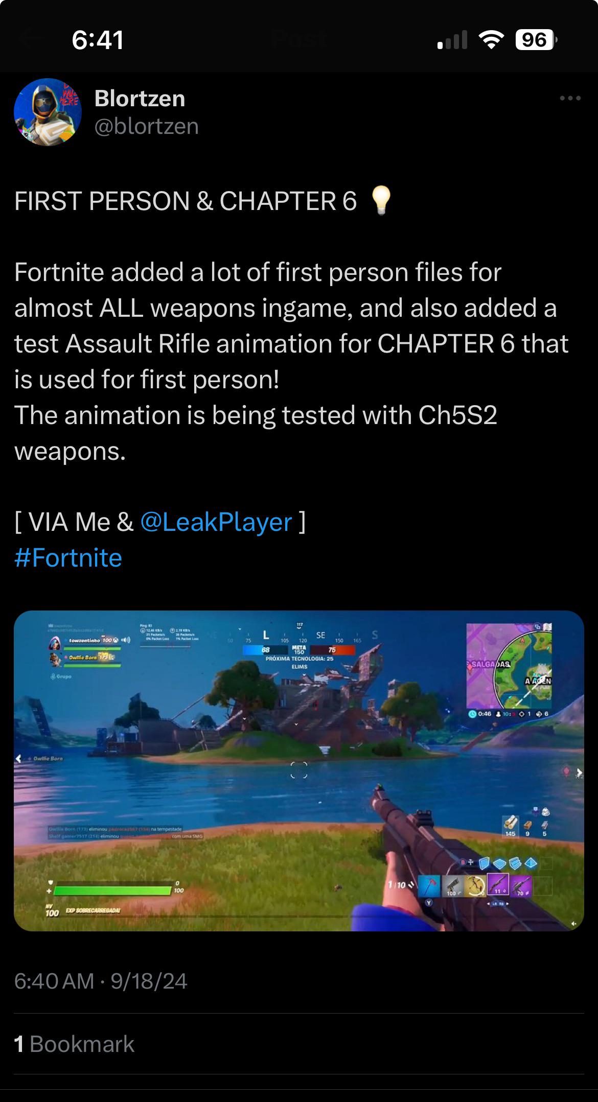 First Person is coming in CH6 Via: @Blortzen : rFortniteLeaks Chapter 6 fortnite map