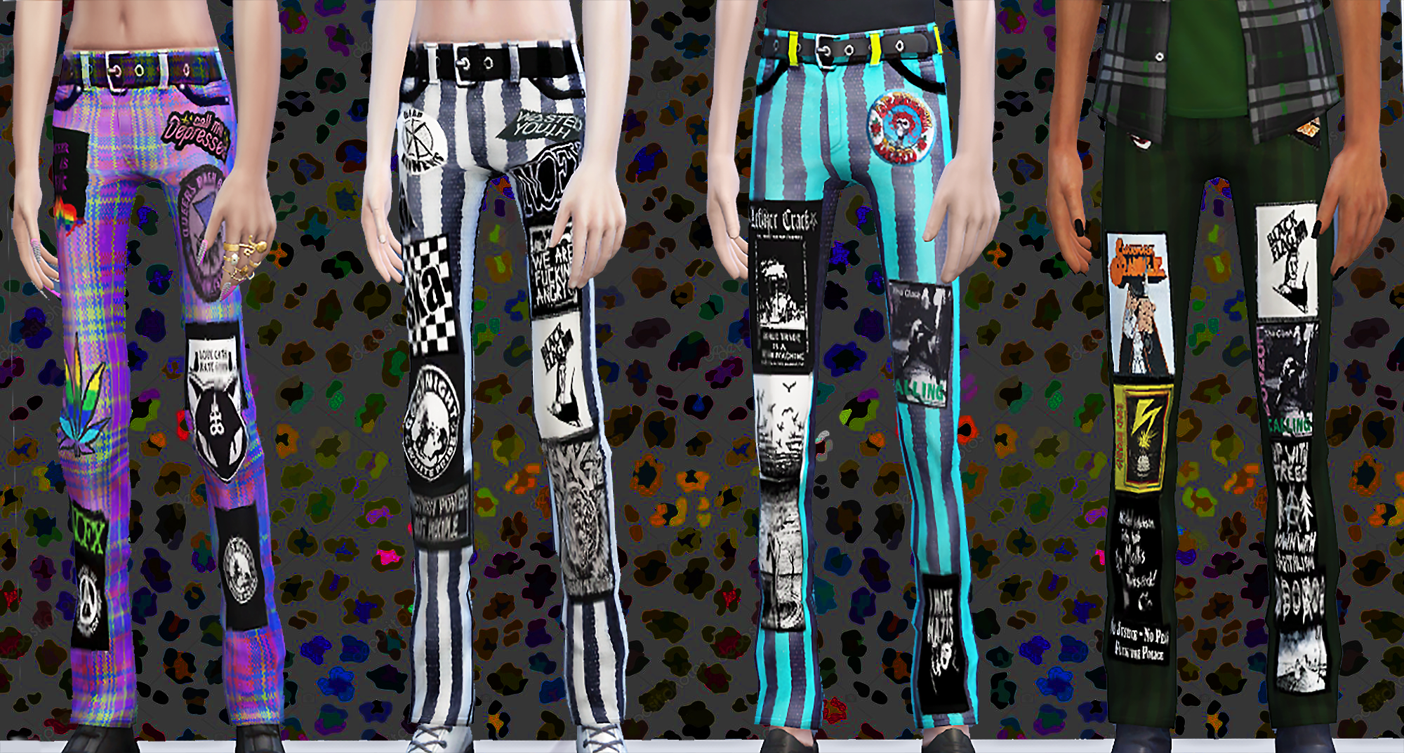 Punk Crustpants with Patches I made : rthesims Sims 4 punk cc