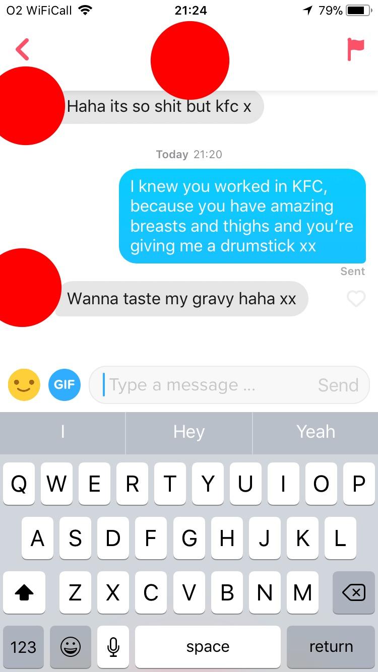 KFC worker pick up line - with good reply : rTinder