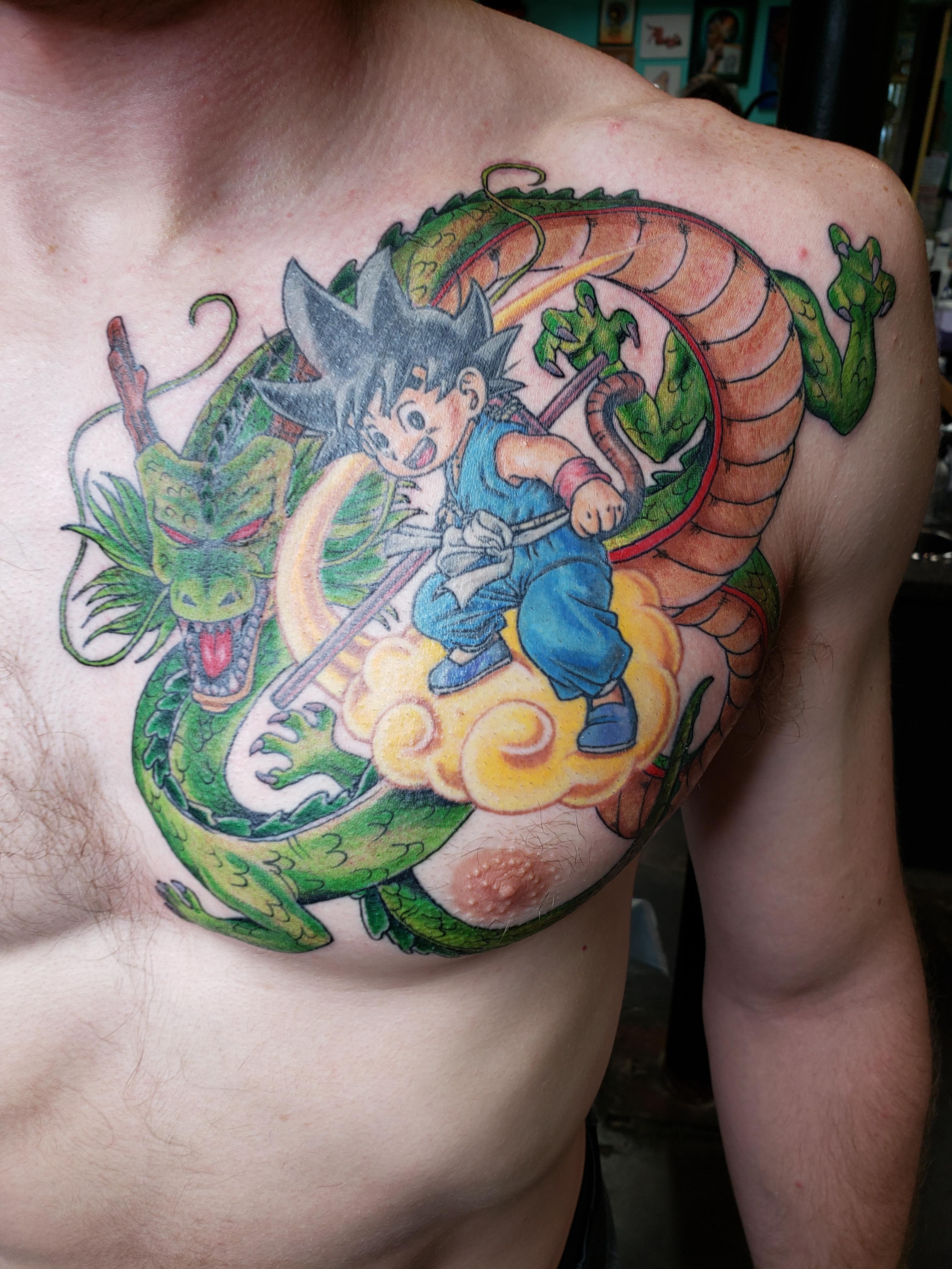 Kid Goku And Shenron Chest Piece Just Got Finished A Couple Hours Ago. Adrian @ 7Th Street Tattoo In Little Rock, Ar. : R/Dbz 4032_x_3024_jpg