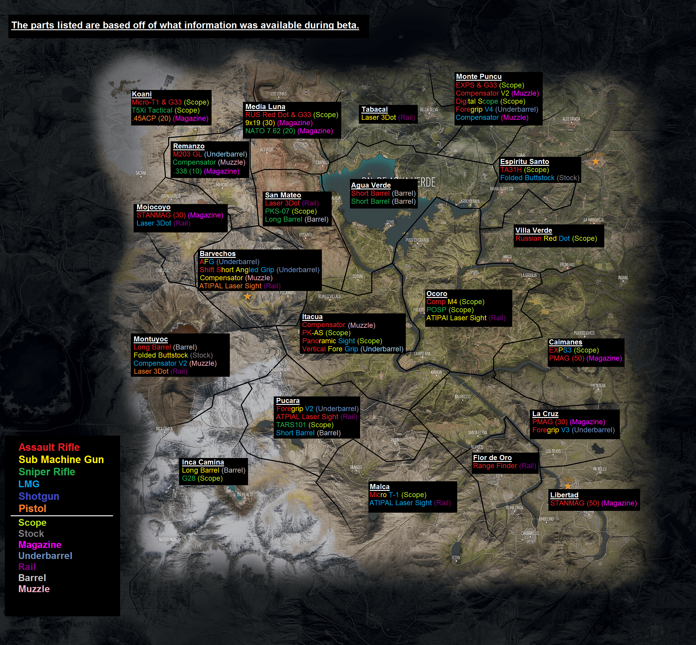 ghost recon wildlands weapon locations