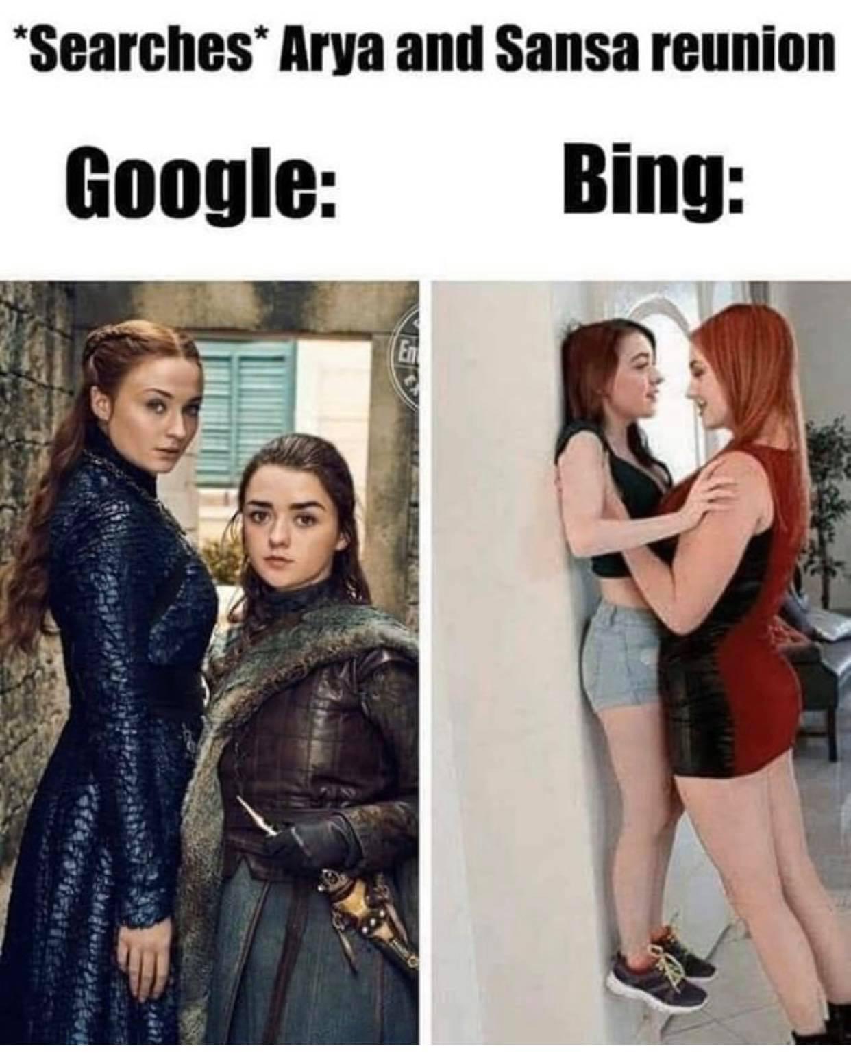 arya and sansa reunion bing