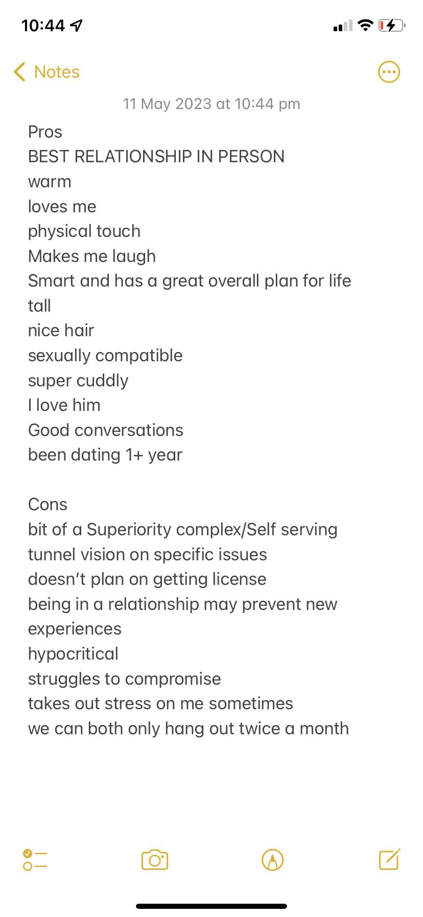 Pros and cons list of relationship