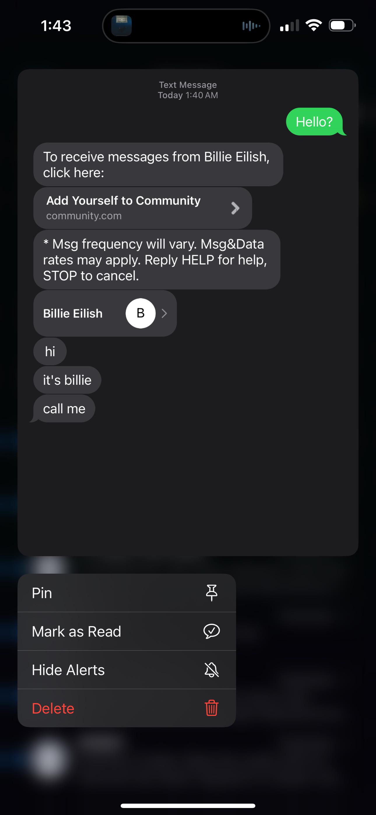 Billie eilish phone number leaked