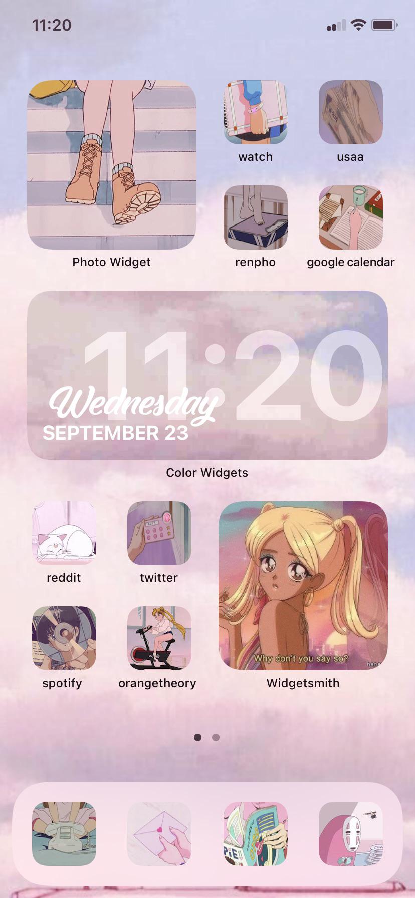 Aesthetic Pink Anime Ios14homescreen