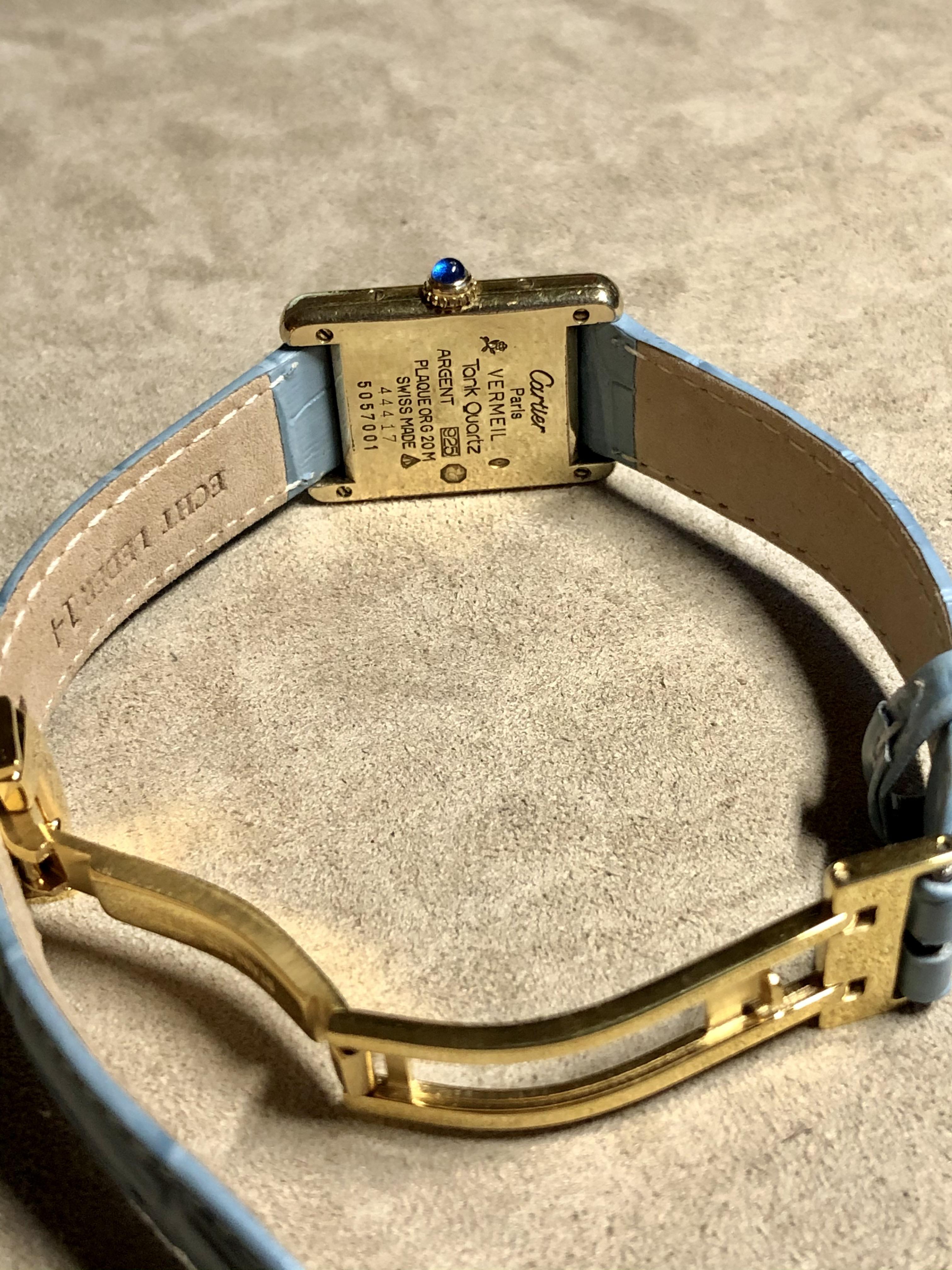 Wts 2x Cartier Tank Vermeil 20x28mm 925 Silver Gold Plated Case New Strap Deployment Clasp Left 650 Right 790 R Watchexchange