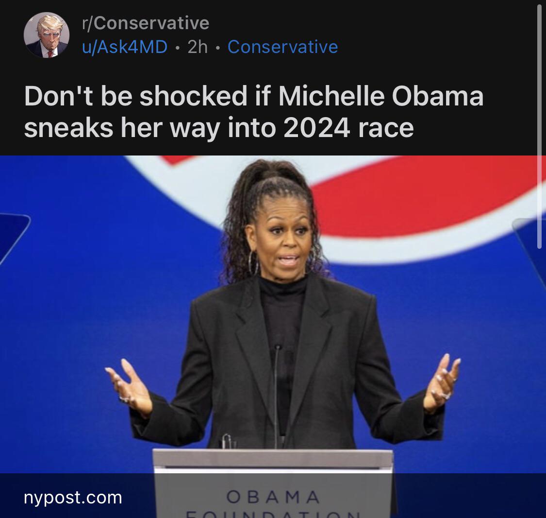 Top Assuredly Not Bigoted Arcons discuss the likelihood of Michelle Obama  running in 2024. Stand by for Big Mike jokes : rTopMindsOfReddit